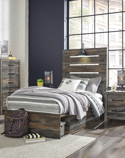 Cape Furniture Outlet - Ashley Furniture - Drystan Bedroom - Twin Panel Bed with 2 Storage Drawers / Multi - B211B8
