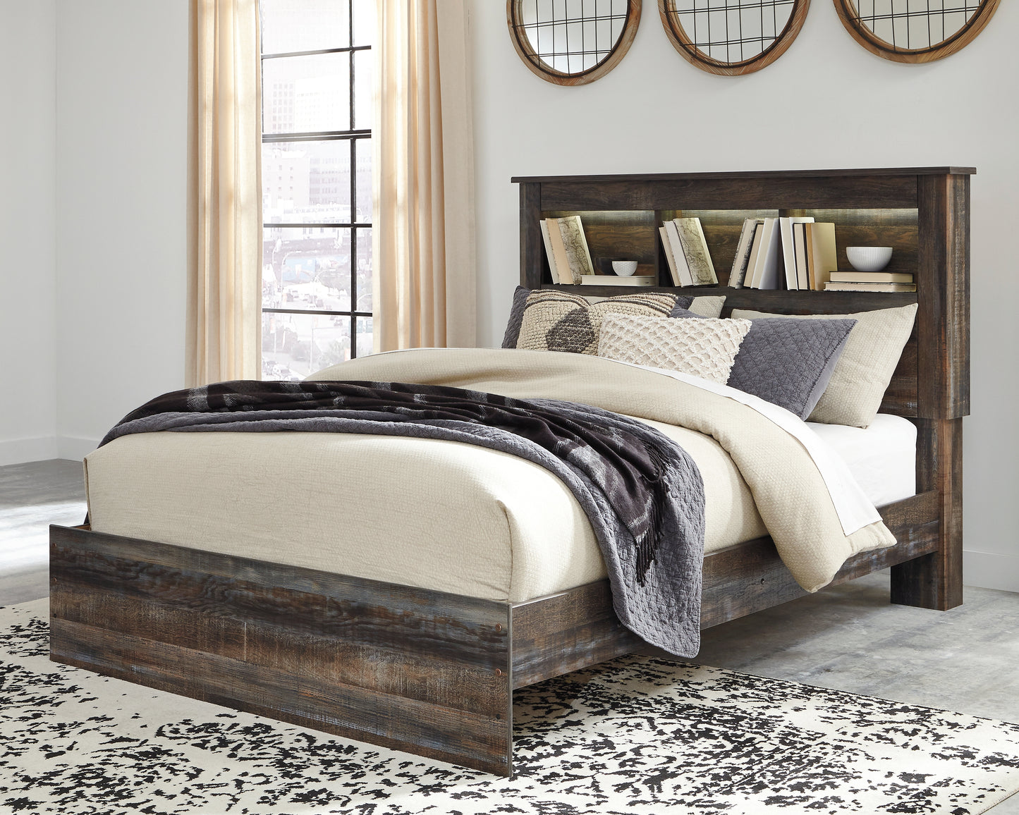 Cape Furniture Outlet - Ashley Furniture - Drystan Bedroom - Queen Bookcase Bed / Multi - B211B16