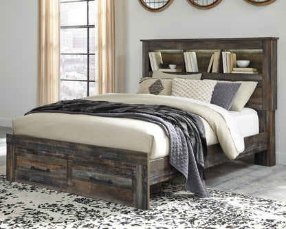 Cape Furniture Outlet - Ashley Furniture - Drystan Bedroom - Queen Bookcase Bed with 2 Storage Drawers / Multi - B211B23