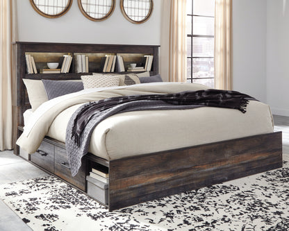 Cape Furniture Outlet - Ashley Furniture - Drystan Bedroom - King Bookcase Bed with 4 Storage Drawers / Multi - B211B52