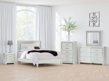 Cape Furniture Outlet - Ashley Furniture - Zyniden Bedroom - Queen Upholstered Panel Bed / Silver - B2114B2