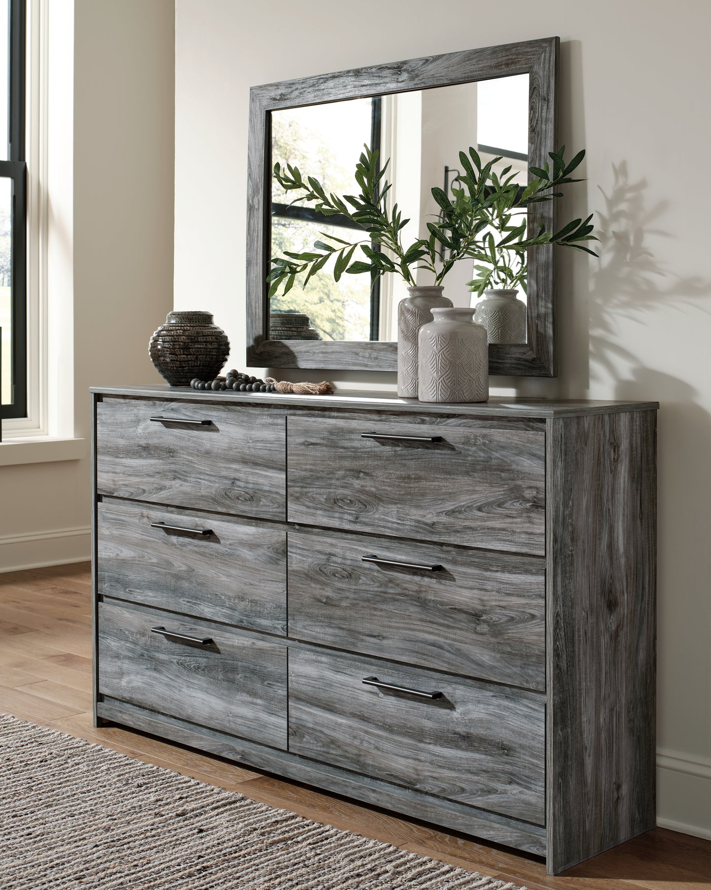 Cape Furniture Outlet - Ashley Furniture - Baystorm Bedroom - Dresser and Mirror / Gray - B221B30
