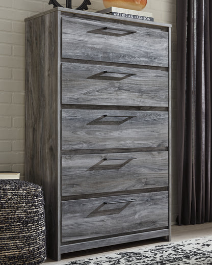 Cape Furniture Outlet - Ashley Furniture - Baystorm Bedroom - Five Drawer Chest / Gray - B221-46
