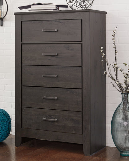 Cape Furniture Outlet - Ashley Furniture - Brinxton Bedroom - Five Drawer Chest / Charcoal - B249-46
