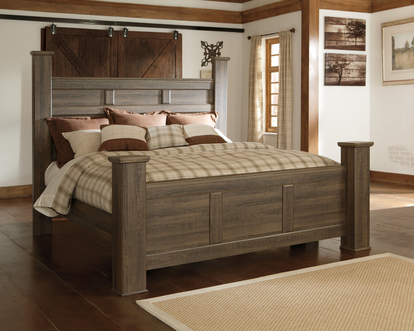 Cape Furniture Outlet - Ashley Furniture - Juararo Bedroom - California King Poster Bed / Dark Brown - B251B12