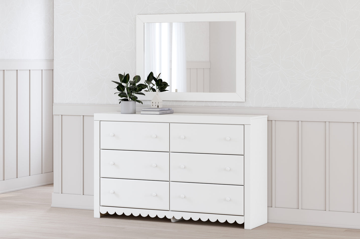 Cape Furniture Outlet - Ashley Furniture - Mollviney Bedroom - Dresser and Mirror / White - B2540B1