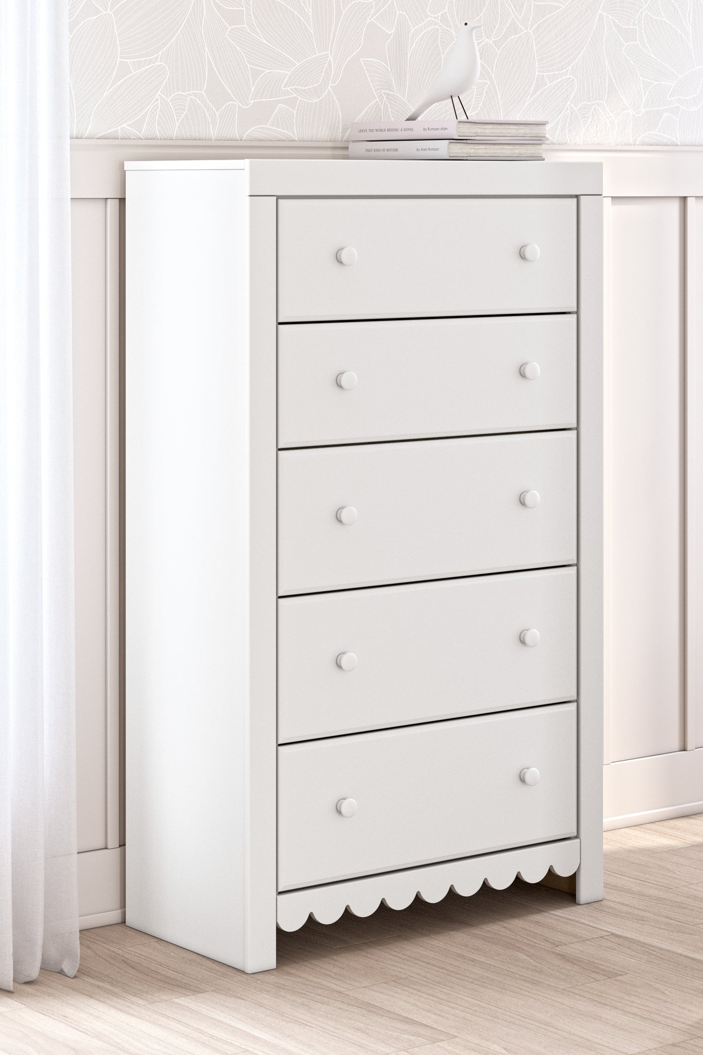 Cape Furniture Outlet - Ashley Furniture - Mollviney Bedroom - Five Drawer Chest / White - B2540-46