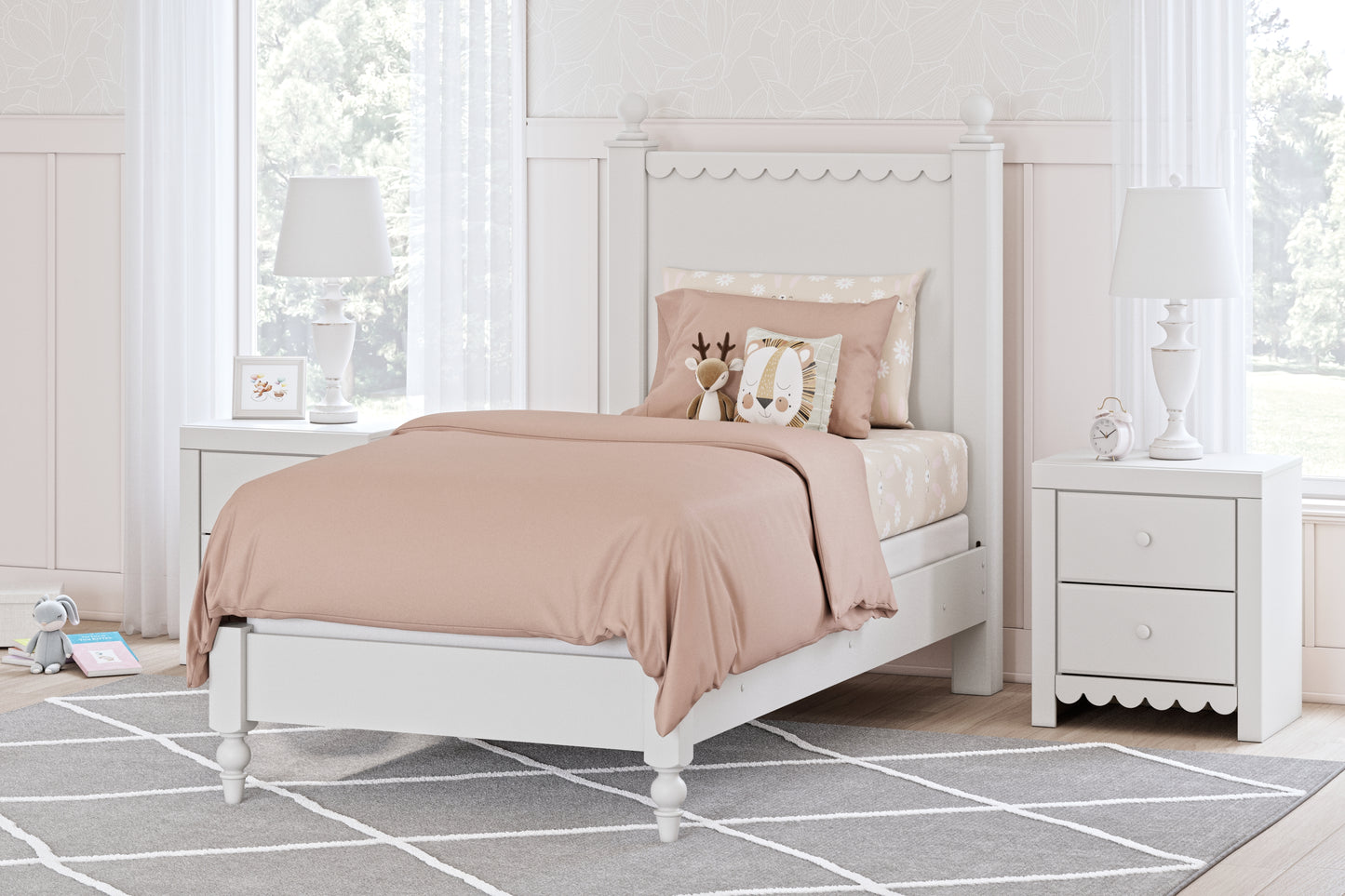 Cape Furniture Outlet - Ashley Furniture - Mollviney Bedroom - Twin Panel Bed / White - B2540B2