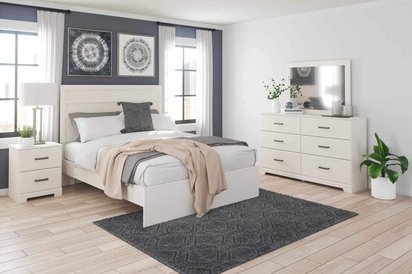 Cape Furniture Outlet - Ashley Furniture - Stelsie Bedroom - Queen Panel Bed / White - B2588B2