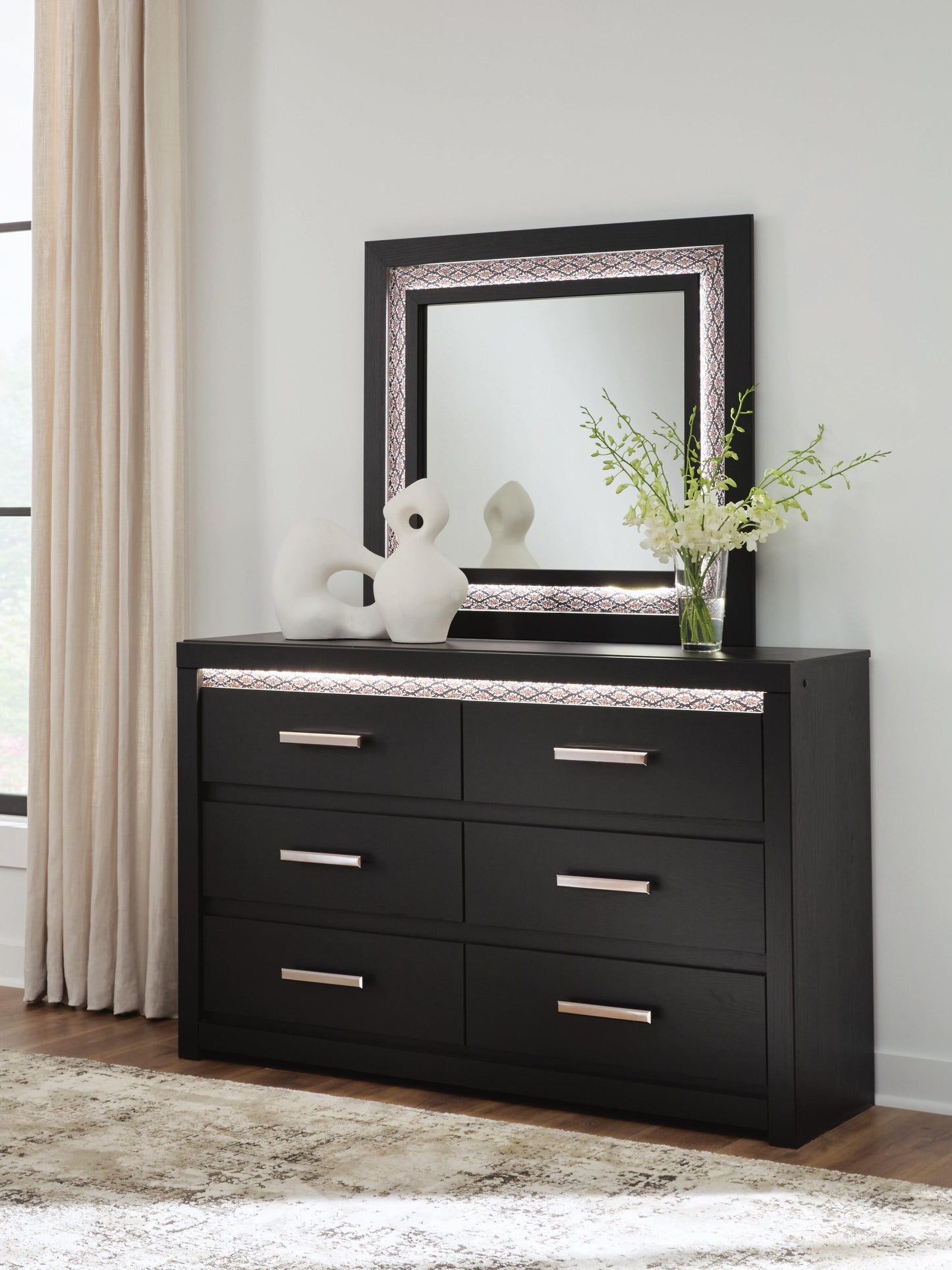Cape Furniture Outlet - Ashley Furniture - Shoralli Bedroom - Dresser and Mirror / Black - B2611B1
