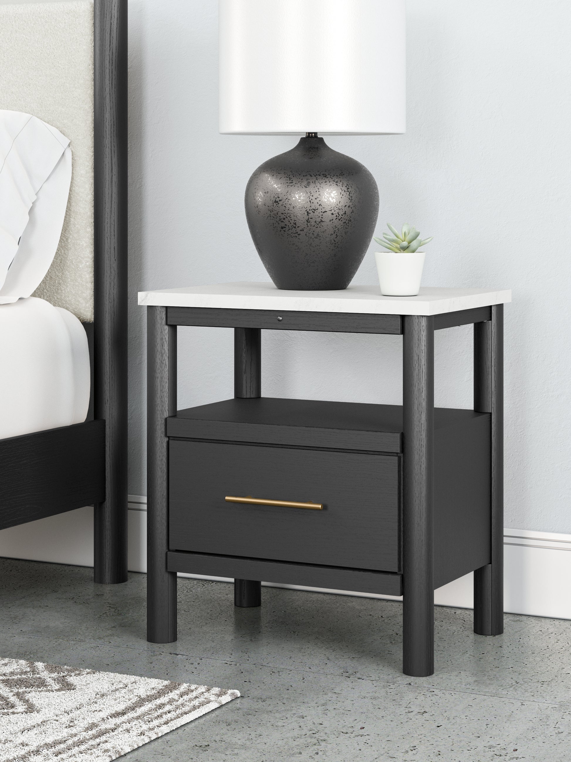 Cape Furniture Outlet - Ashley Furniture - Cadmori Bedroom - One Drawer Night Stand / Black/White - B2616-91