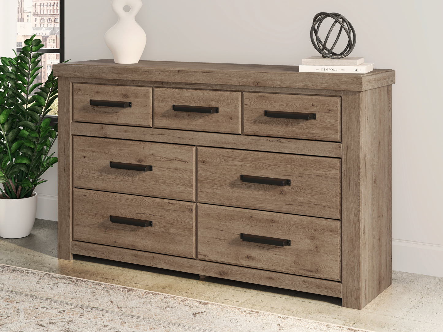 Cape Furniture Outlet - Ashley Furniture - Oliandon Bedroom - Seven Drawer Dresser / Light Brown - PCB2844-31