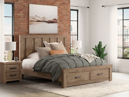 Cape Furniture Outlet - Ashley Furniture - Oliandon Bedroom - King Panel Storage Bed / Light Brown - PCB2844B7
