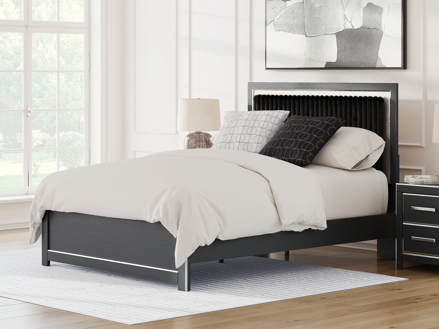 Cape Furniture Outlet - Ashley Furniture - Zuraleus Bedroom - Queen Upholstered Platform Bed / Black - PCB3380B2