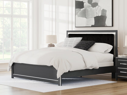 Cape Furniture Outlet - Ashley Furniture - Zuraleus Bedroom - King Upholstered Panel Bed / Black - PCB3380B12