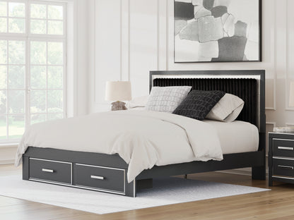 Cape Furniture Outlet - Ashley Furniture - Zuraleus Bedroom - King Upholstered Panel Storage Bed / Black - PCB3380B11