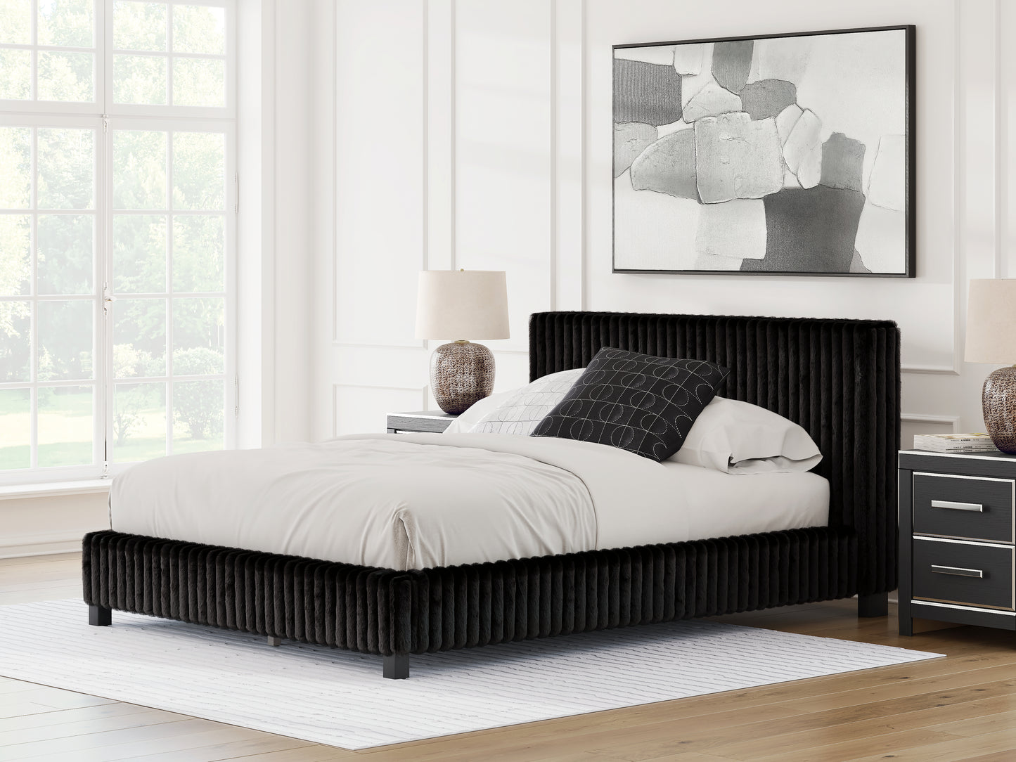 Cape Furniture Outlet - Ashley Furniture - Zuraleus Bedroom - Queen Upholstered Bed / Black - PCB3380B8