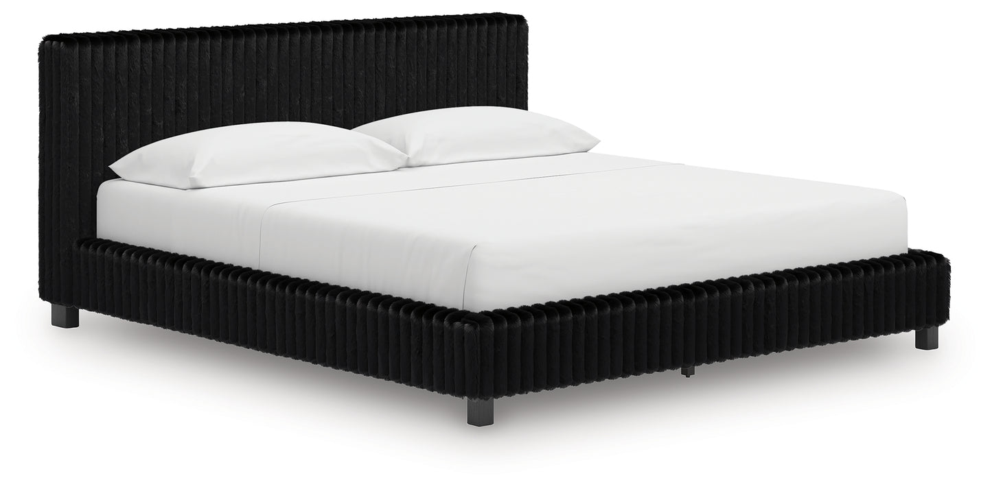 Cape Furniture Outlet - Ashley Furniture - Zuraleus Bedroom - California King Upholstered Bed / Black - PCB3380B14
