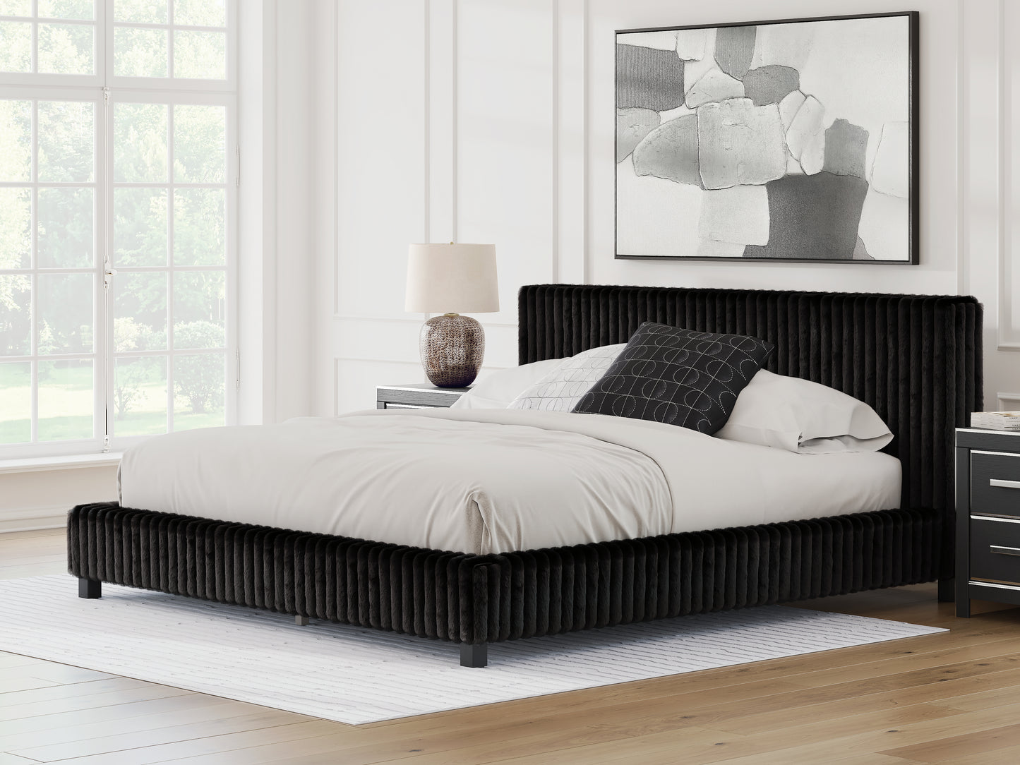 Cape Furniture Outlet - Ashley Furniture - Zuraleus Bedroom - King Upholstered Bed / Black - PCB3380B13