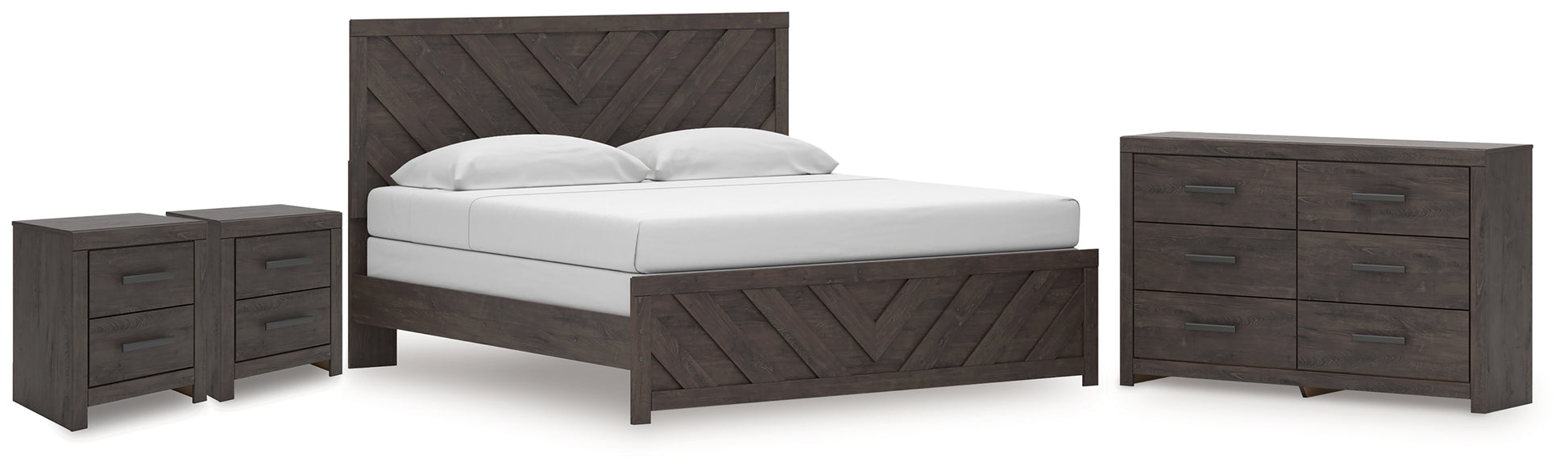Cape Furniture Outlet - Ashley Furniture - Prendonea King Panel Bed, Dresser and 2 Nightstands - King Panel Bed, Dresser and 2 Nightstands - B3789B13