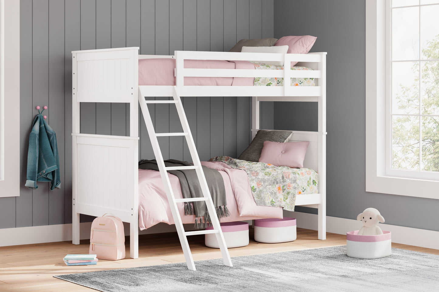 Cape Furniture Outlet - Ashley Furniture - Nextonfort Bedroom - Twin over Twin Bunk Bed / White - B396B6