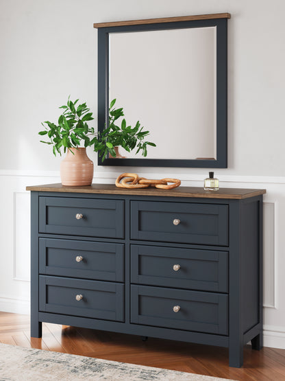 Cape Furniture Outlet - Ashley Furniture - Landocken Bedroom - Dresser and Mirror / Brown/Blue - B414B1