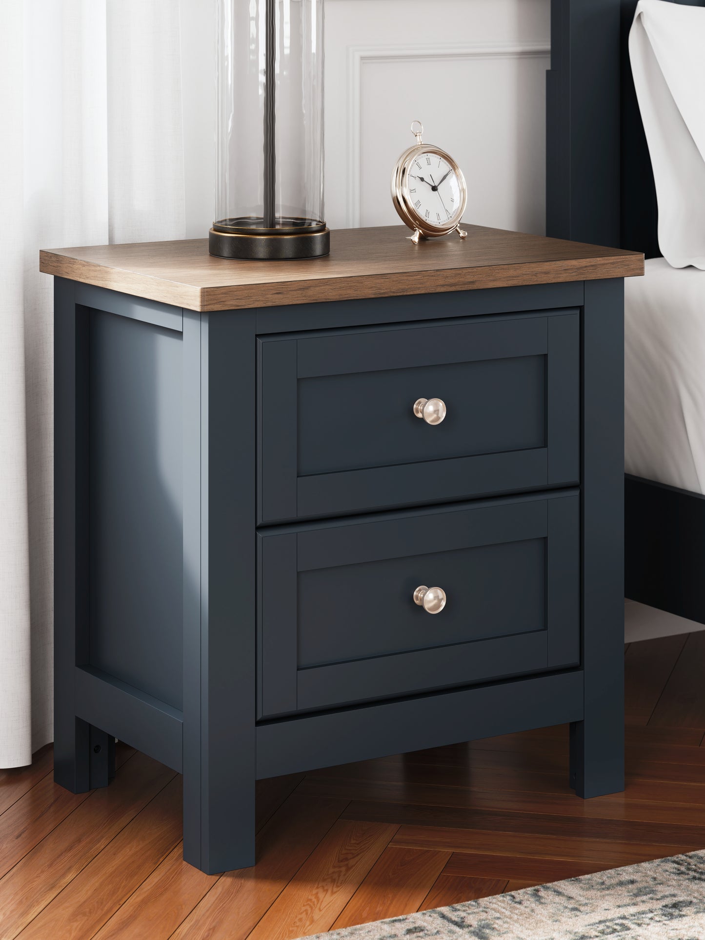 Cape Furniture Outlet - Ashley Furniture - Landocken Bedroom - Two Drawer Night Stand / Brown/Blue - B414-92