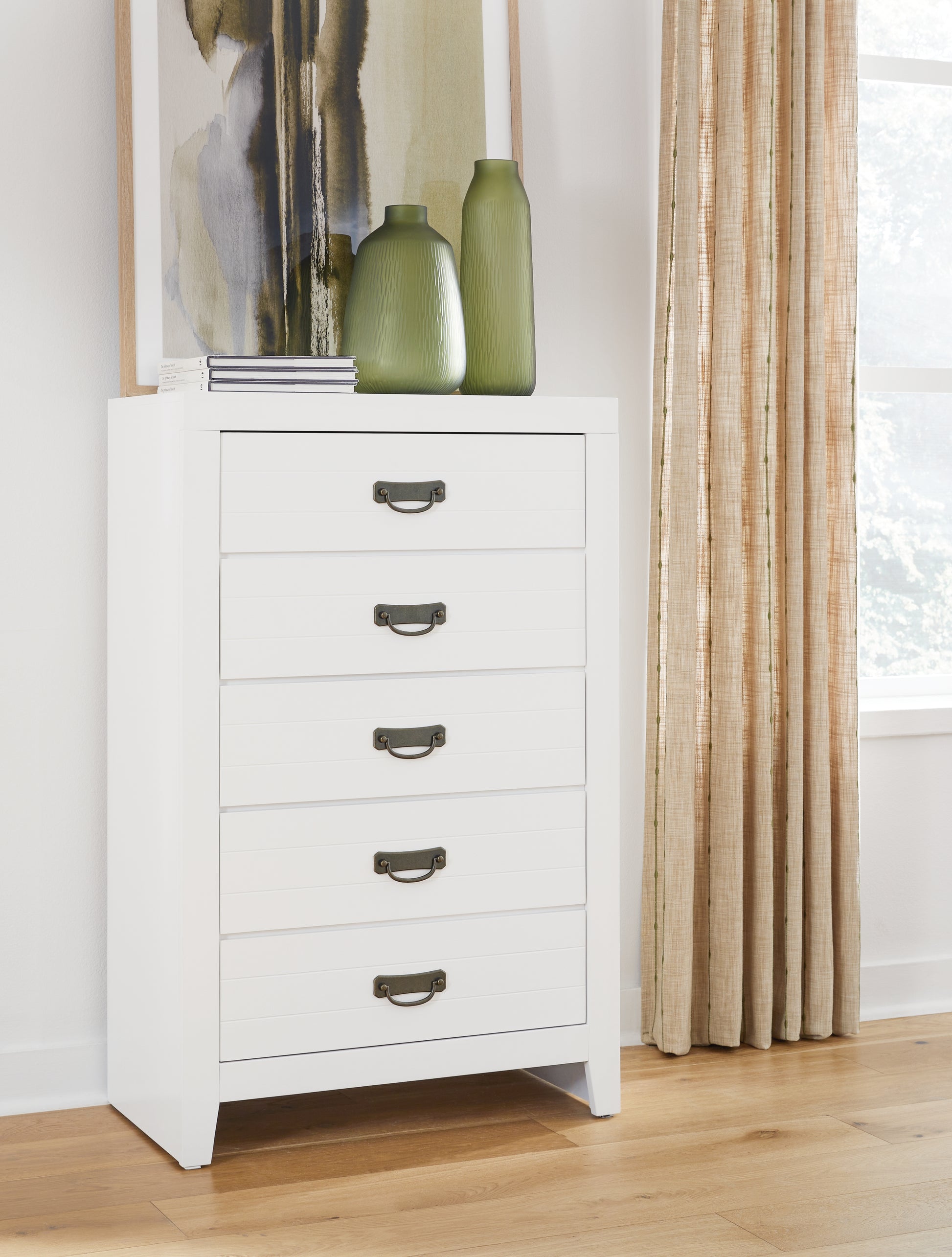 Cape Furniture Outlet - Ashley Furniture - Binterglen Bedroom - Five Drawer Chest / White - B427-46