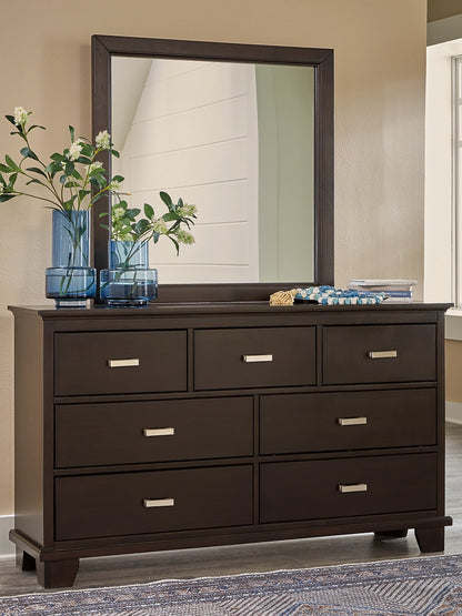 Cape Furniture Outlet - Ashley Furniture - Covetown Bedroom - Dresser and Mirror / Dark Brown - B441B1
