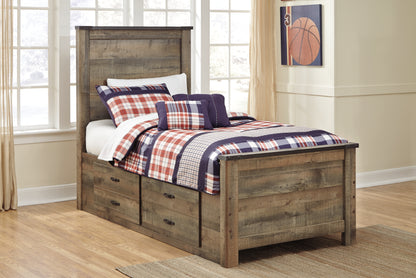 Cape Furniture Outlet - Ashley Furniture - Trinell Bedroom - Twin Panel Bed with 2 Storage Drawers / Brown - B446B15