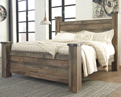 Cape Furniture Outlet - Ashley Furniture - Trinell Bedroom - King Poster Bed / Brown - B446B45