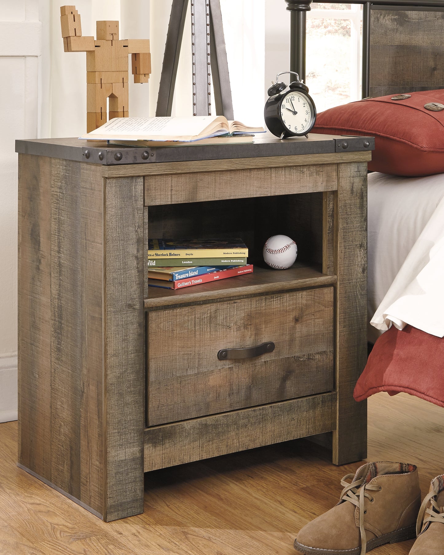 Cape Furniture Outlet - Ashley Furniture - Trinell Bedroom - One Drawer Night Stand / Brown - B446-91