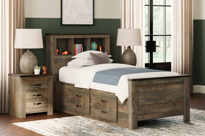 Cape Furniture Outlet - Ashley Furniture - Trinell Bedroom - Twin Bookcase Bed with 2 Storage Drawers / Brown - B446B17