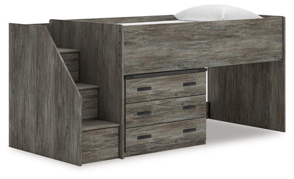 Cape Furniture Outlet - Ashley Furniture - Frandern Bedroom - Twin Loft Bed with Drawer Storage / Gray - B4480B15