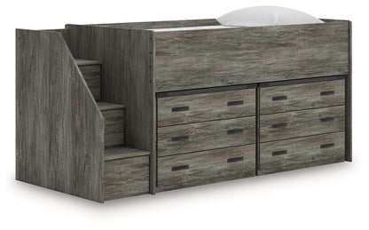 Cape Furniture Outlet - Ashley Furniture - Frandern Twin Loft Bed with Drawer Storage - Twin Loft Bed with Drawer Storage / Warm Gray - B4480B26