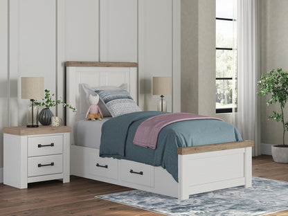 Cape Furniture Outlet - Ashley Furniture - Savonport Bedroom - Twin Panel Bed with Storage / White/Brown - B4615B18