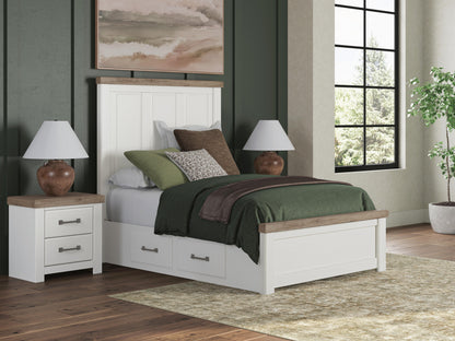 Cape Furniture Outlet - Ashley Furniture - Savonport Bedroom - Full Panel Bed with Storage / White/Brown - B4615B19