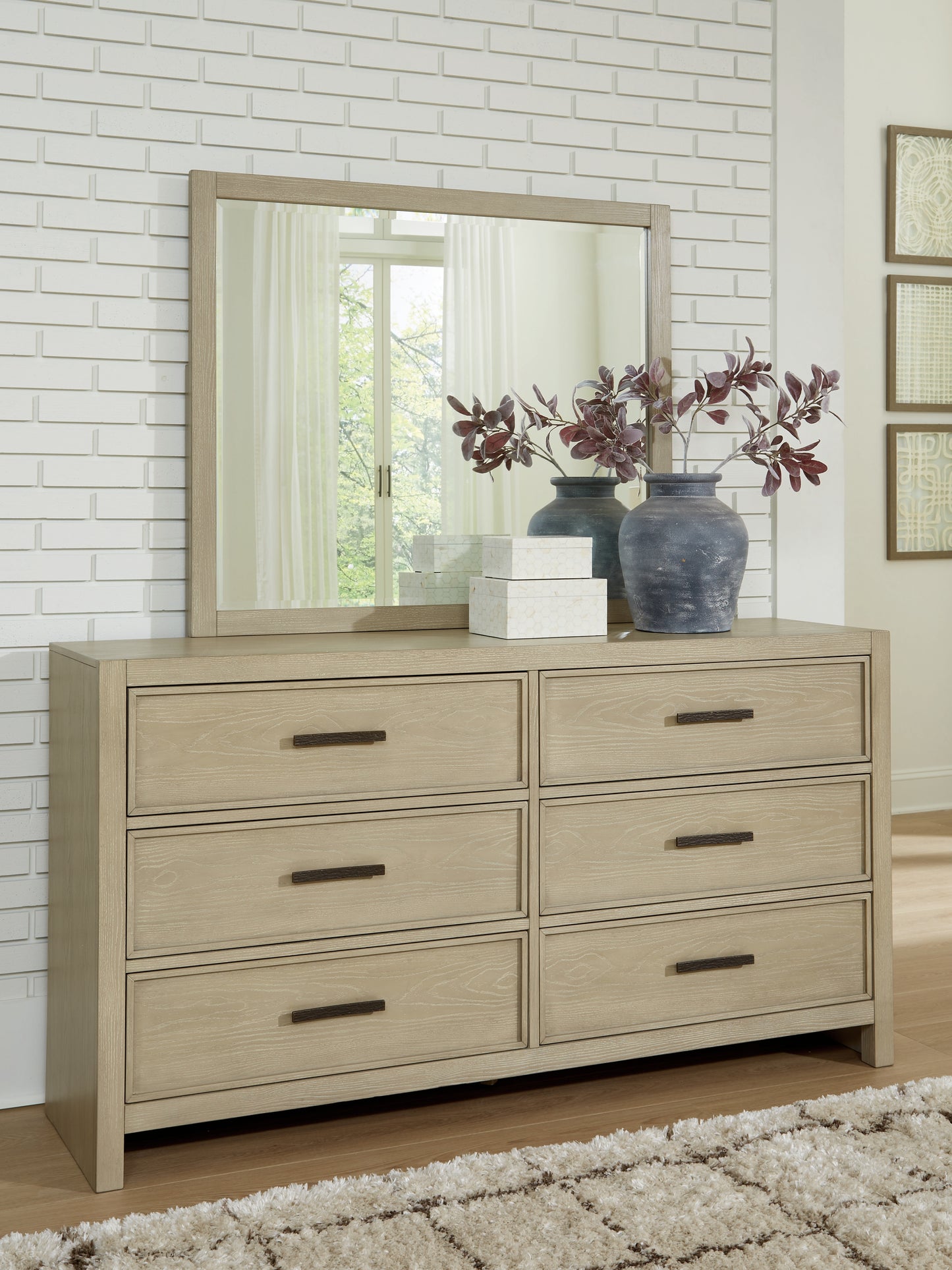 Cape Furniture Outlet - Ashley Furniture - Calmoro Bedroom - Dresser and Mirror / Gray - B602B1
