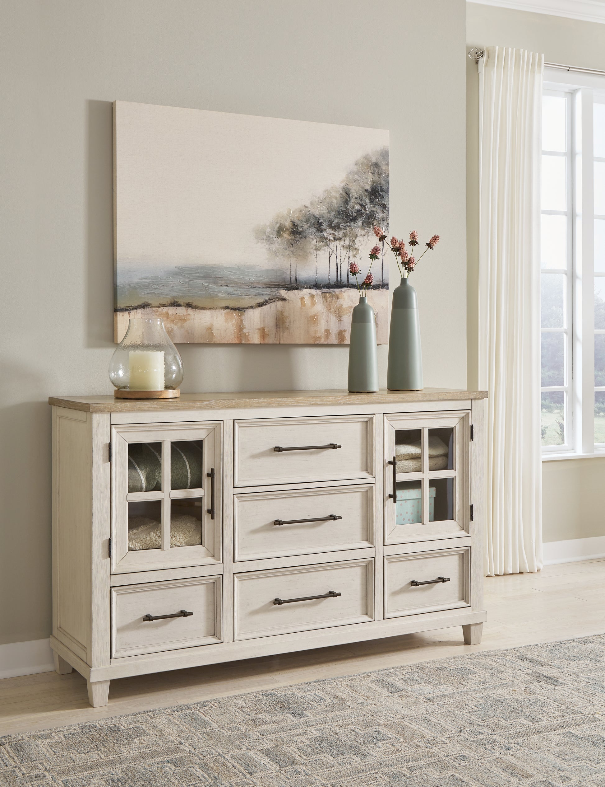 Cape Furniture Outlet - Ashley Furniture - Shaybrock Bedroom - California King Panel Bed / Antique White - B683B7