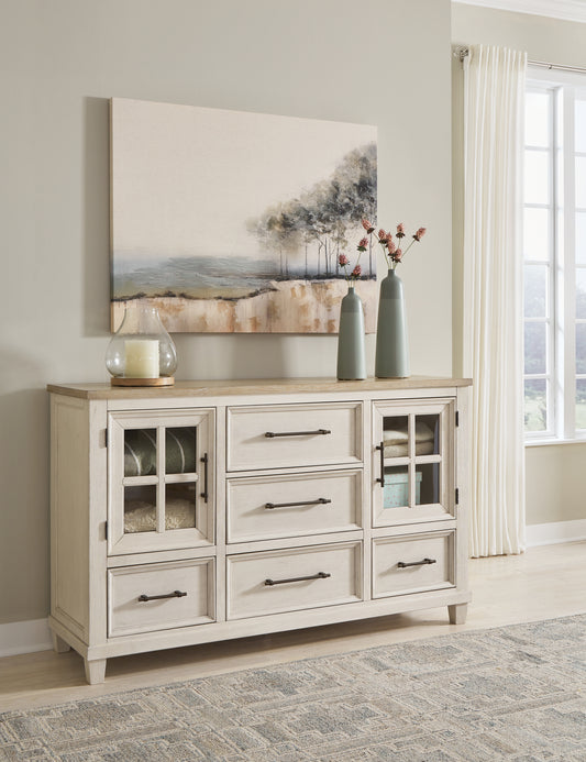 Cape Furniture Outlet - Ashley Furniture - Shaybrock Bedroom - California King Panel Bed / Antique White - B683B7