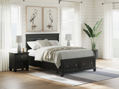 Cape Furniture Outlet - Ashley Furniture - Lanolee Bedroom - Queen Panel Storage Bed / Black - B687B17
