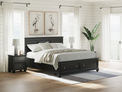 Cape Furniture Outlet - Ashley Furniture - Lanolee Bedroom - California King Panel Storage Bed / Black - B687B20