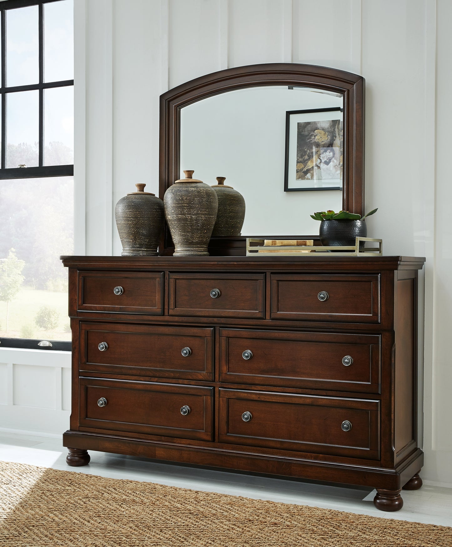 Cape Furniture Outlet - Ashley Furniture - Porter Bedroom - Dresser and Mirror / Rustic Brown - B697B1