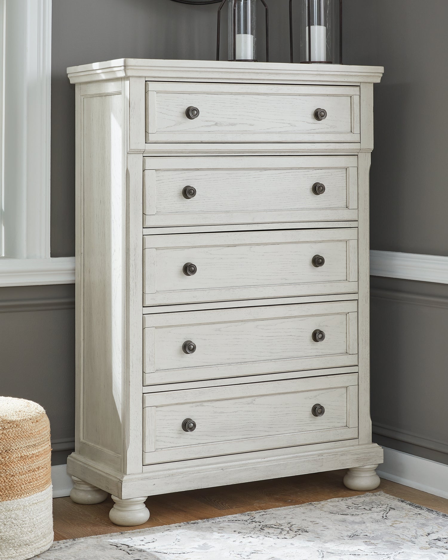Cape Furniture Outlet - Ashley Furniture - Robbinsdale Bedroom - King Panel Storage Bed / Antique White - B742B25