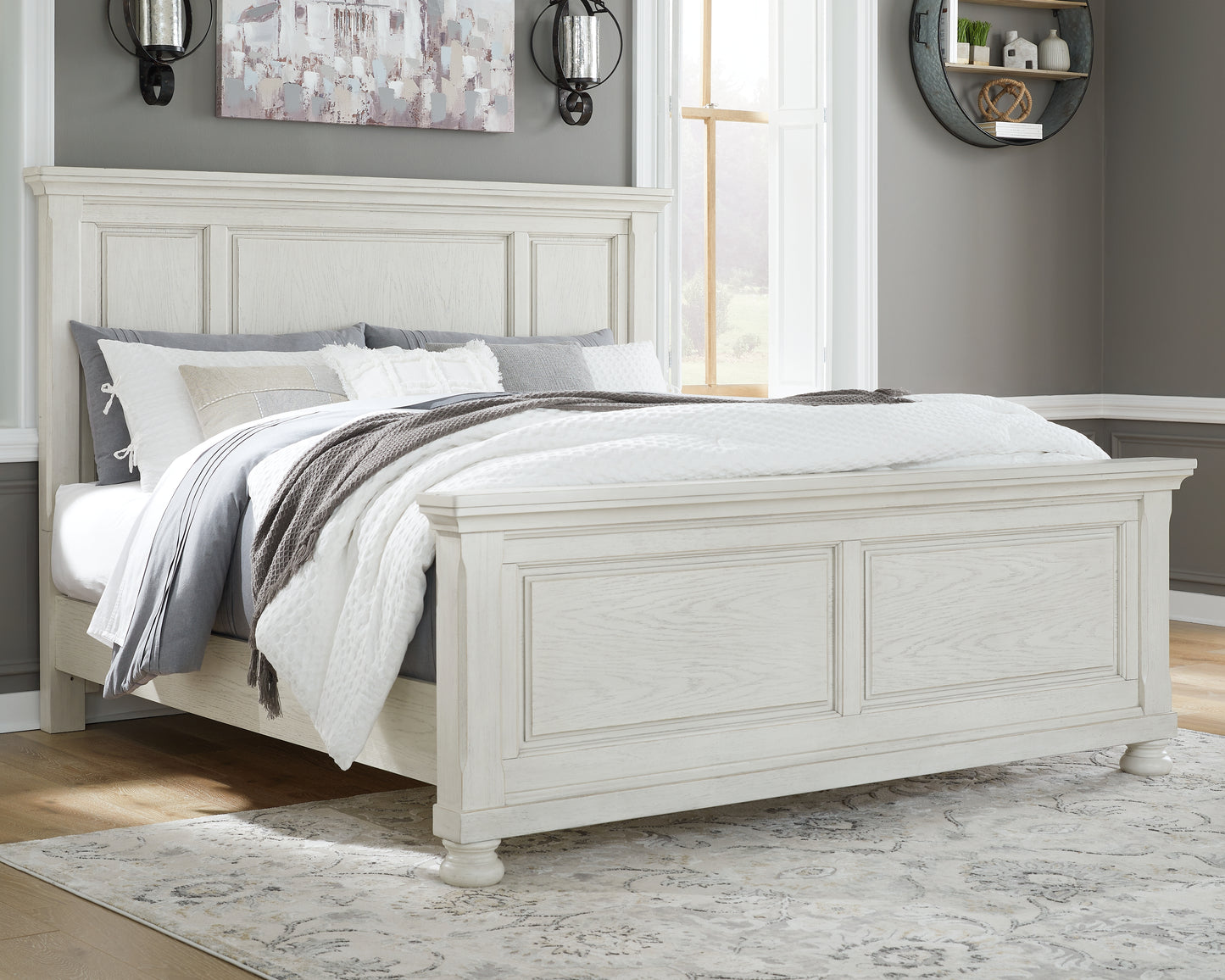 Cape Furniture Outlet - Ashley Furniture - Robbinsdale Bedroom - California King Panel Bed / Antique White - B742B7
