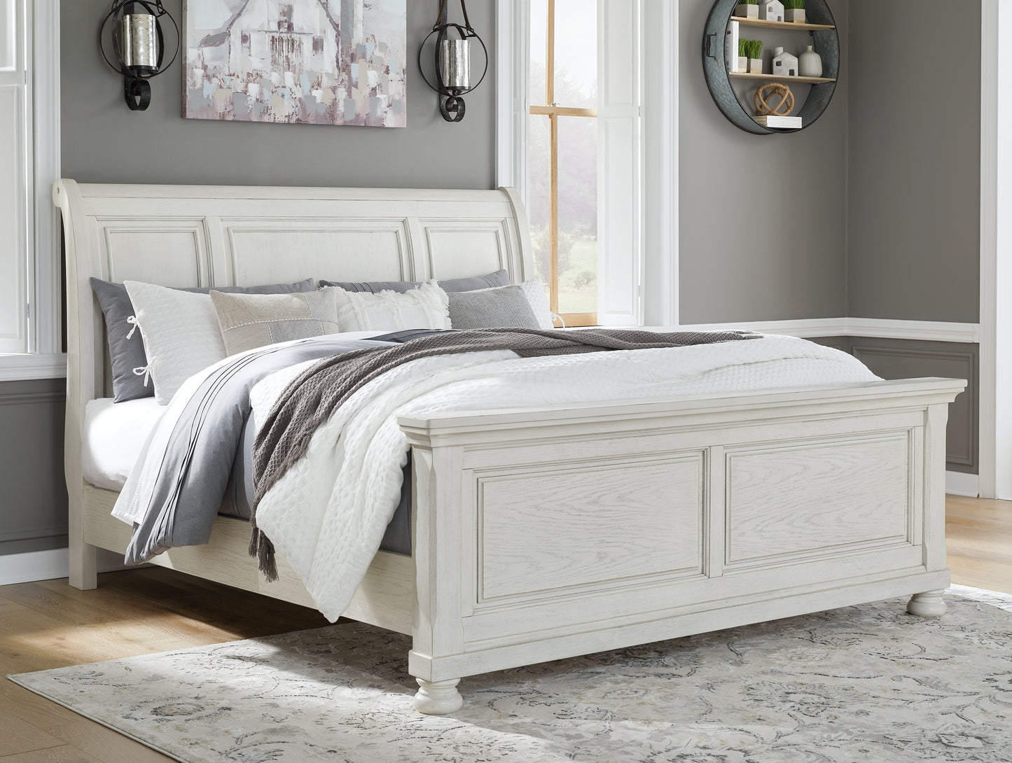 Cape Furniture Outlet - Ashley Furniture - Robbinsdale Bedroom - Queen Sleigh Bed / Antique White - B742B23