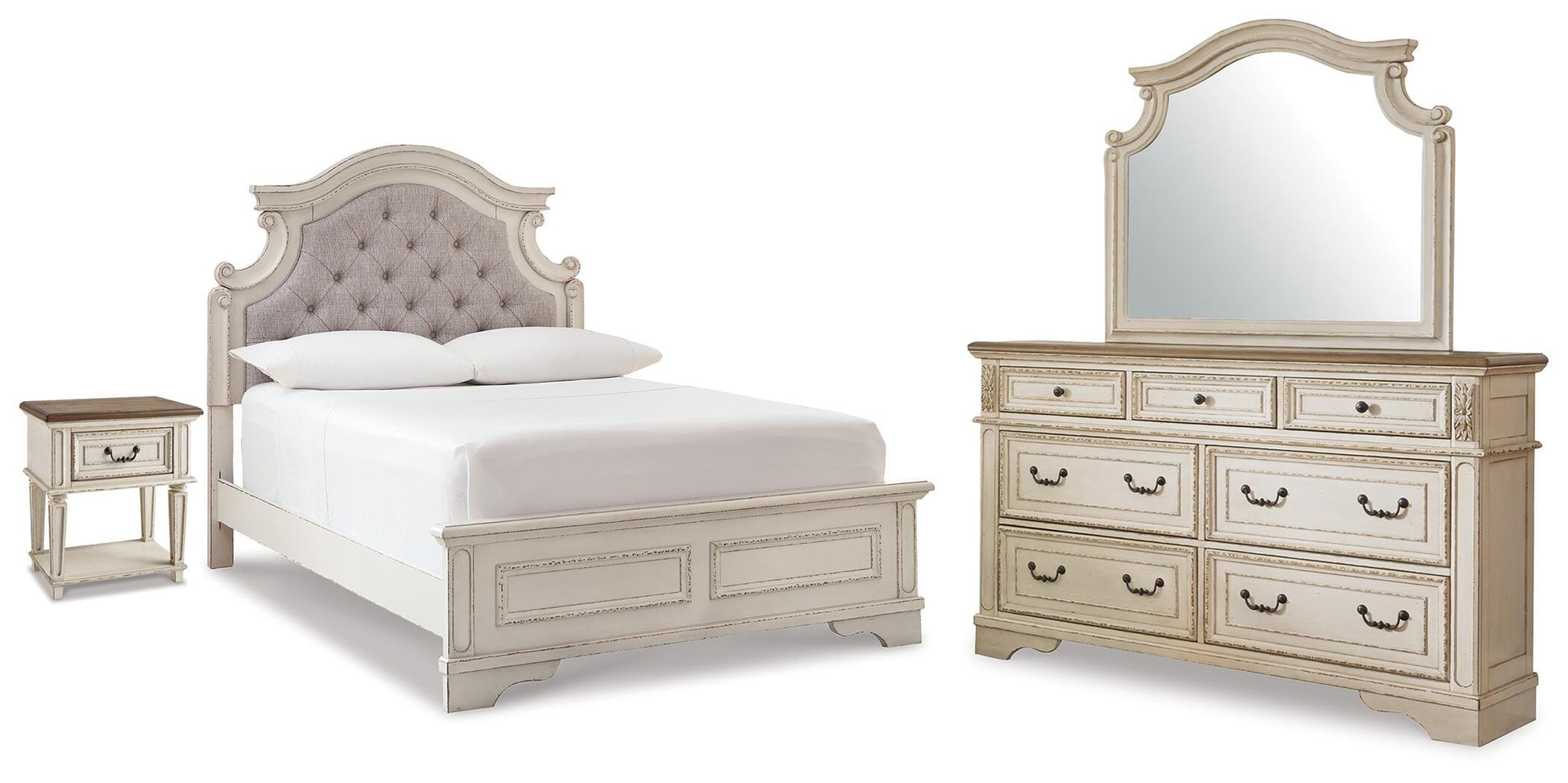 Cape Furniture Outlet - Ashley Furniture - Realyn King Panel Bed, Dresser, Mirror and Nightstand - King Panel Bed, Dresser, Mirror and Nightstand - B743B78