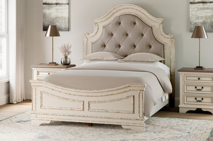 Cape Furniture Outlet - Ashley Furniture - Realyn Bedroom - Queen Upholstered Panel Bed / Chipped White - B743B2