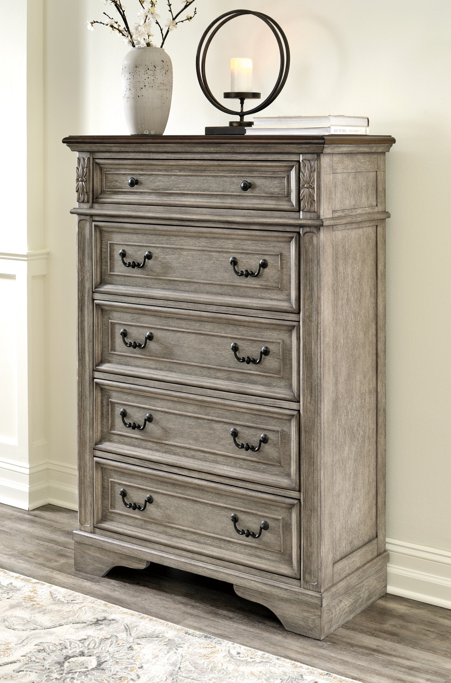 Cape Furniture Outlet - Ashley Furniture - Lodenbay Bedroom - Five Drawer Chest / Antique Gray/Brown - B751-46