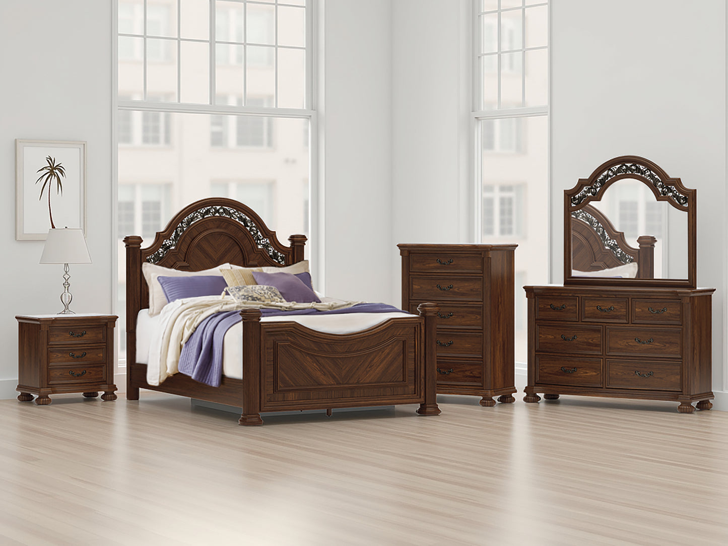 Cape Furniture Outlet - Ashley Furniture - Lavinton Bedroom - Queen Poster Bed / Brown - B764B5